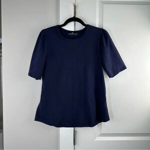 Pomander Place Size XS Navy Pleated Sleeve Short Sleeve Top‎ Classic Tuckernuck